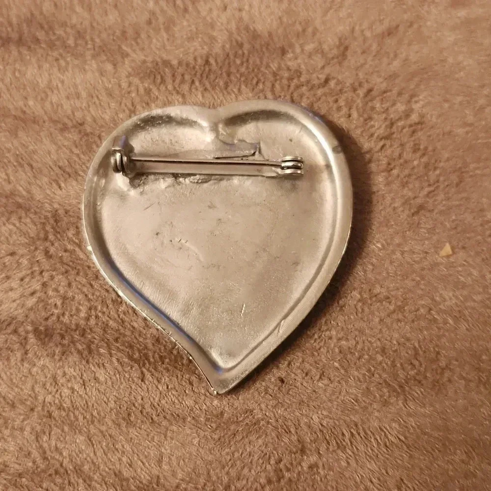 Vintage Heart Shape Silver Brooch Pin